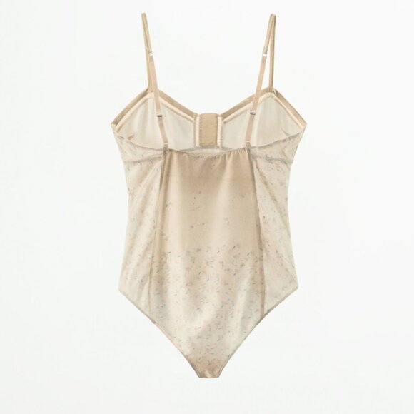 NEW Zara | Floral Print Satin Bodysuit - Picture 10 of 12